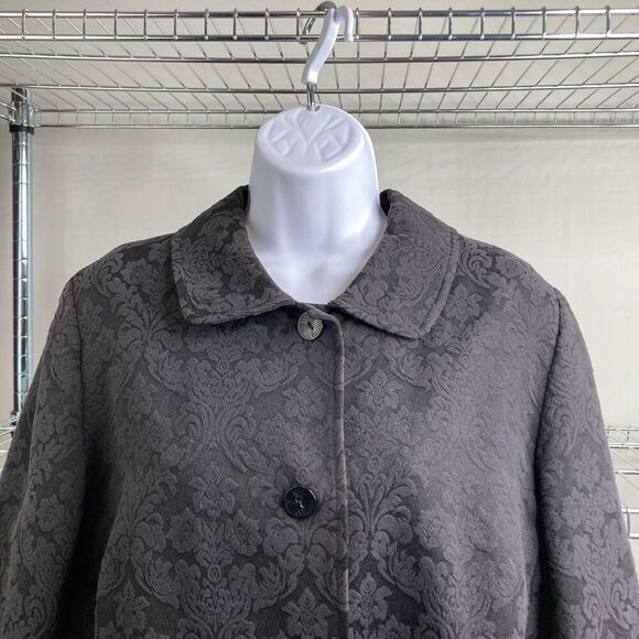 J Jill Women's‎ Gray Jacquard Floral Jacket Size 12 Retro Textured Elegant Boho - Picture 8 of 13